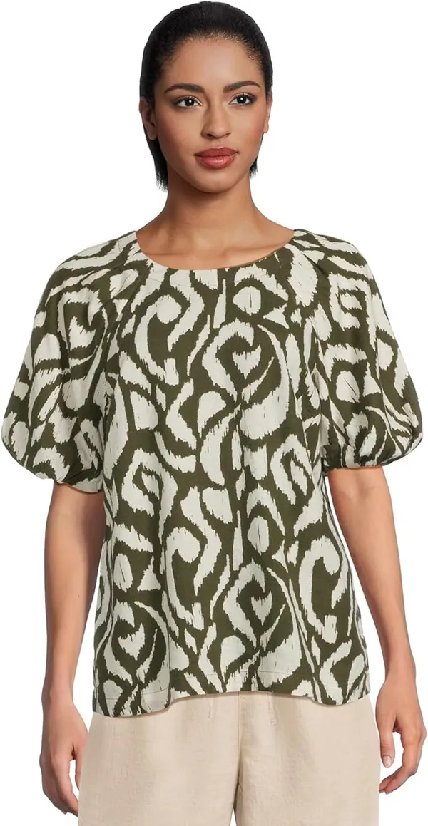 Tommy Bahama Inlet Ikat S/S Blouse Palm Verde
