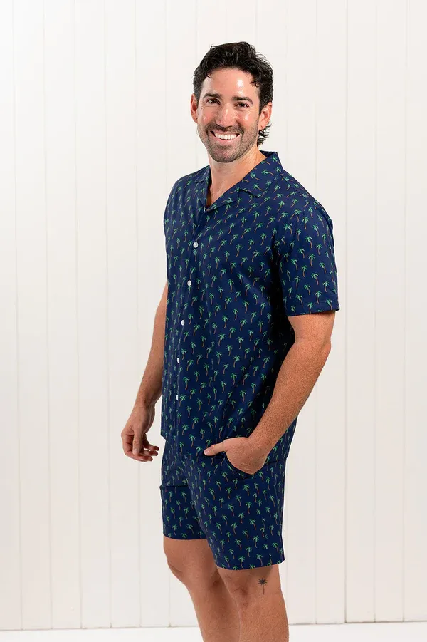 Nashie Men's Nashie Short S Navy Blue Palms