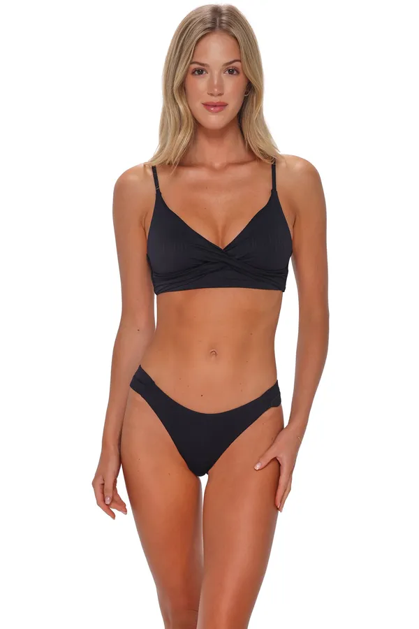 Sunsets, Inc Dora Double Tab Black Seagrass Texture
