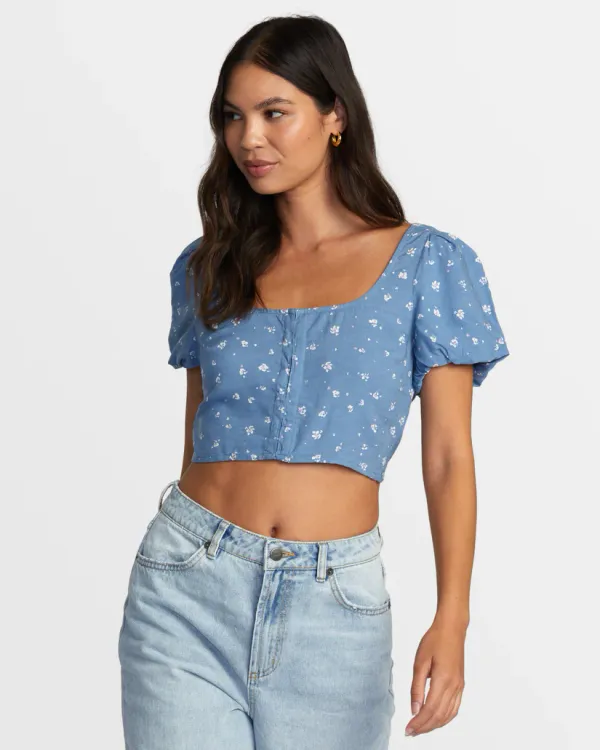 RVCA Nova Crop Top Coronet Blue
