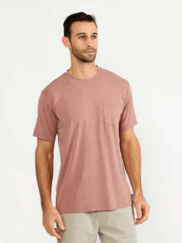 Free Fly Men's Bamboo Flex Pocket Tee HEATHER BRICK