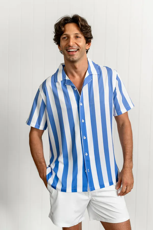 Nashie Men's Nashie Short Sleeve Light Blue Stripe