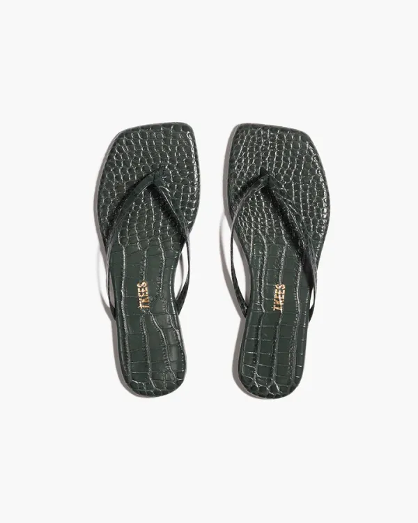 TKEES Square Toe Lily Emerald Croc