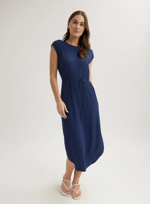 Bella Dahl Cap Sleeve Midi Navy Coast