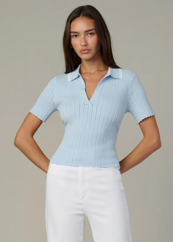 Joe's Jeans The Jess Pointelle Polo Powder Blue