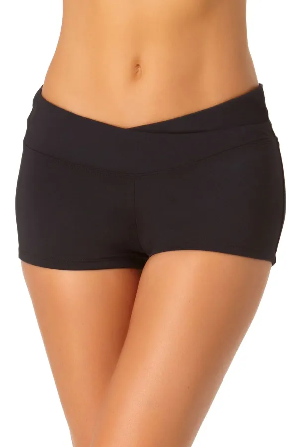 Anne Cole Live In Color Twist Front Boy Short Black