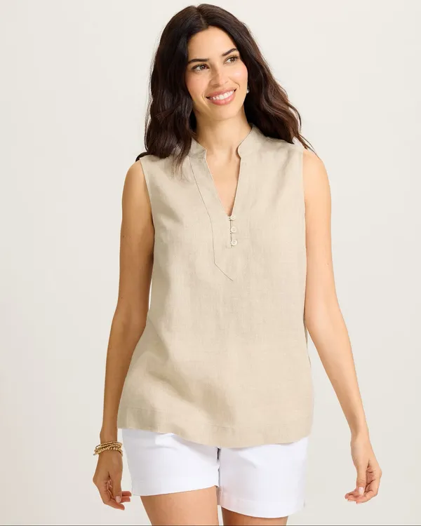 Tommy Bahama Two Palms Shine S/L Popover Natural Linen