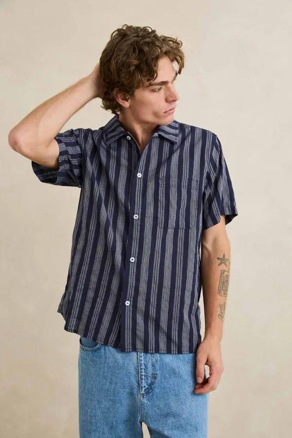Rhythm Harbor Stripe SS Shirt Navy