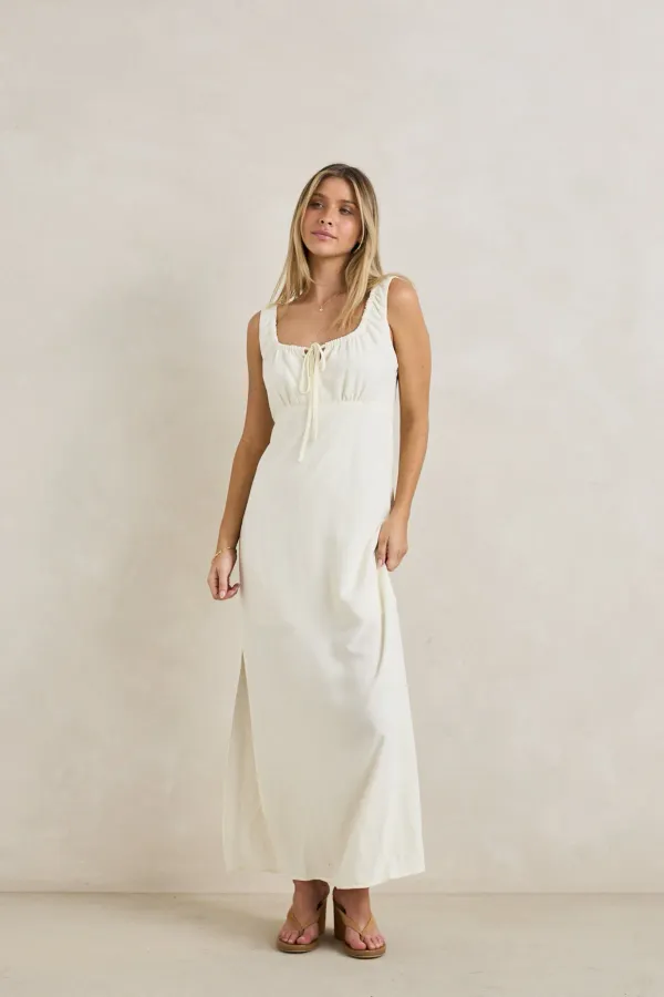 Rhythm Del Rio Gathered Maxi Dress White
