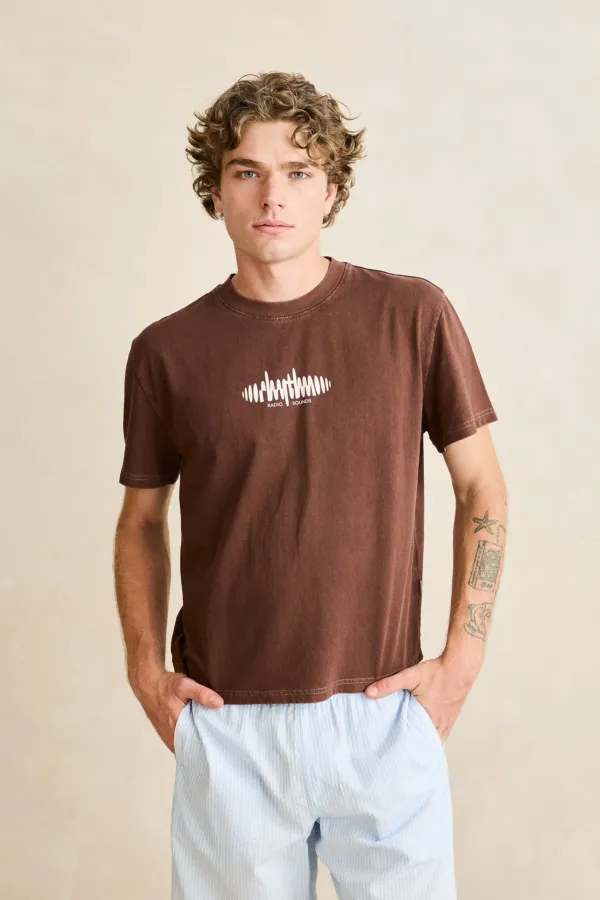 Rhythm Sounds Contrast Band SS Shirt CHOCOLATE