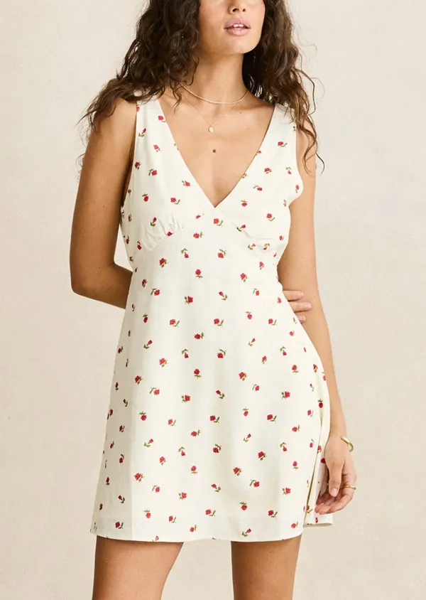 Rhythm Mila Floral Mini Dress Cream