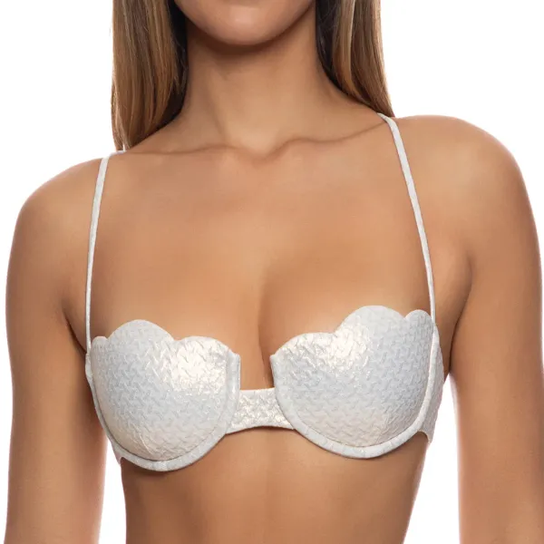 Luli Fama Scalloped Balconette Top Sunbaked Gold