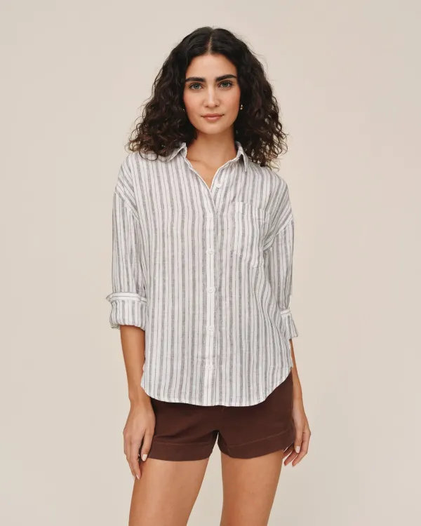 Bella Dahl LS Oversize Pocket Shirt Driftwood Stripe