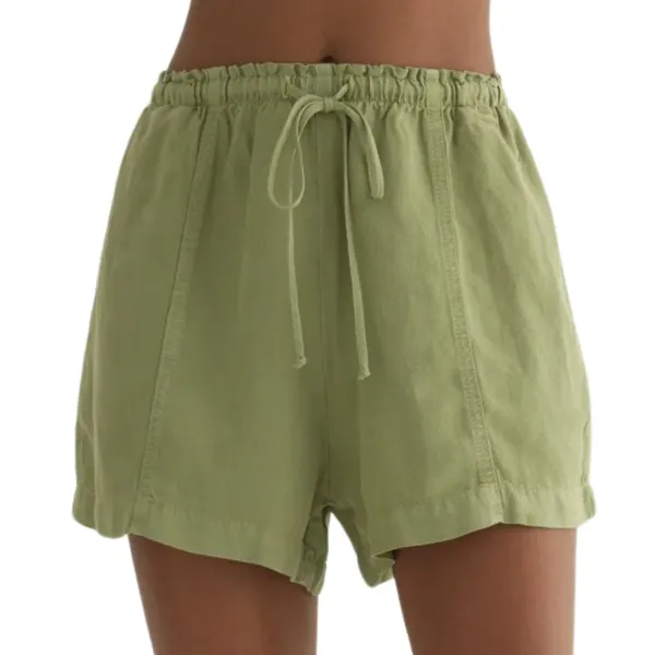 Bella Dahl Seamed Ruffle Waist Short Summer Moss