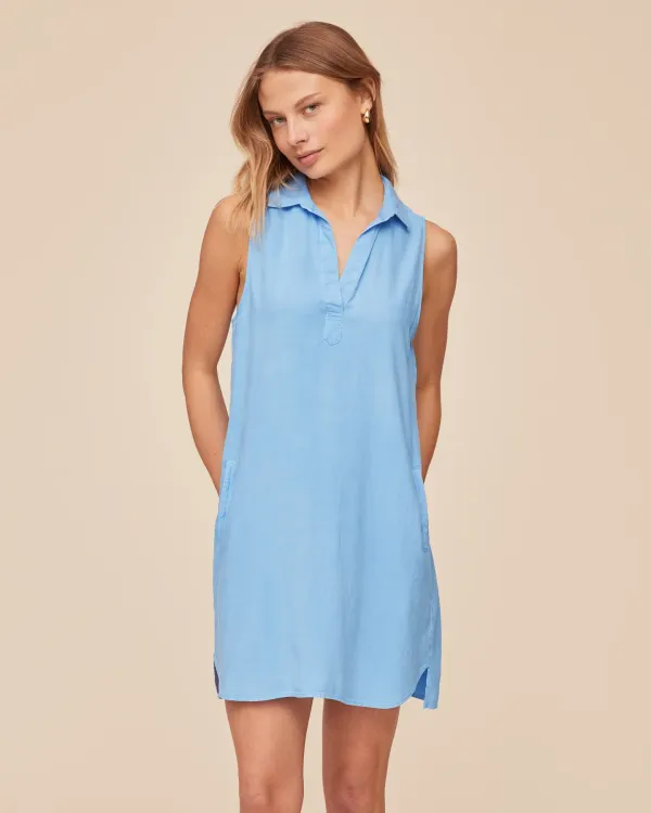Bella Dahl Sleeveless A-Line Dress Tidal Blue