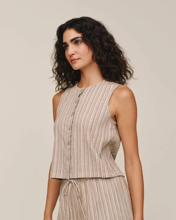Bella Dahl Sleeveless Button Front Top Driftwood