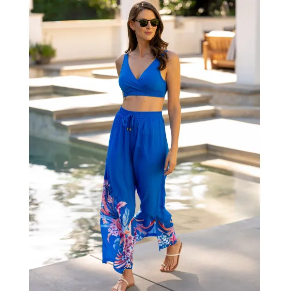Jantzen Josephine Pull On Pants Isla Floral Cobalt