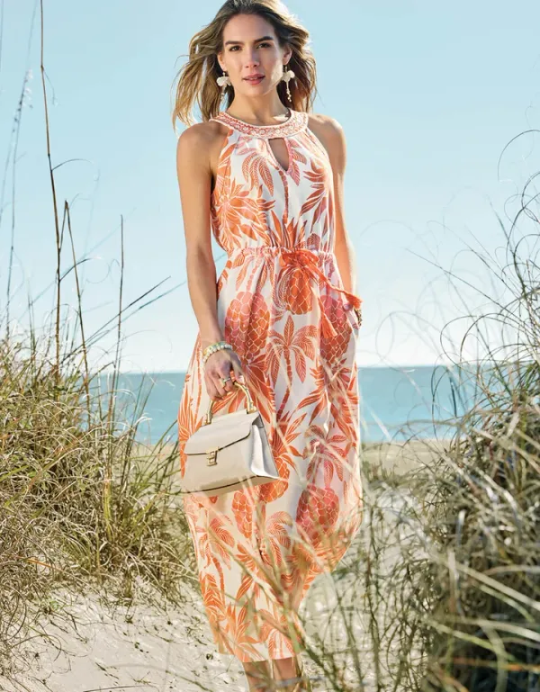 Spartina Loretta Jersey Midi Dress Castillo Pineapples