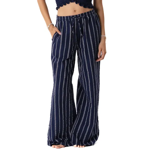Lotus and Luna Cotton Cabana Pants Navy Stripes